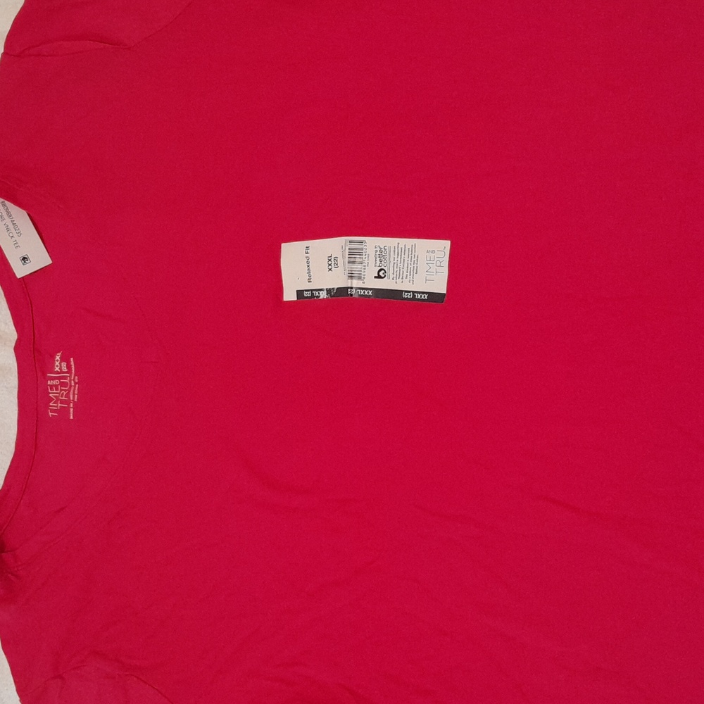 Time and Tru Hot Pink V-Neck Tee